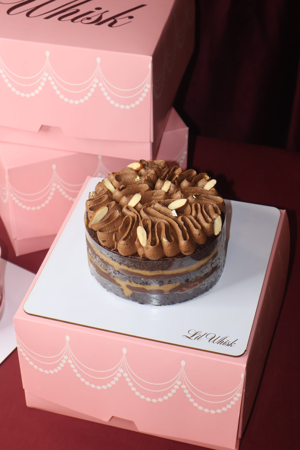 Dark Chocolate Almond Praline Cake