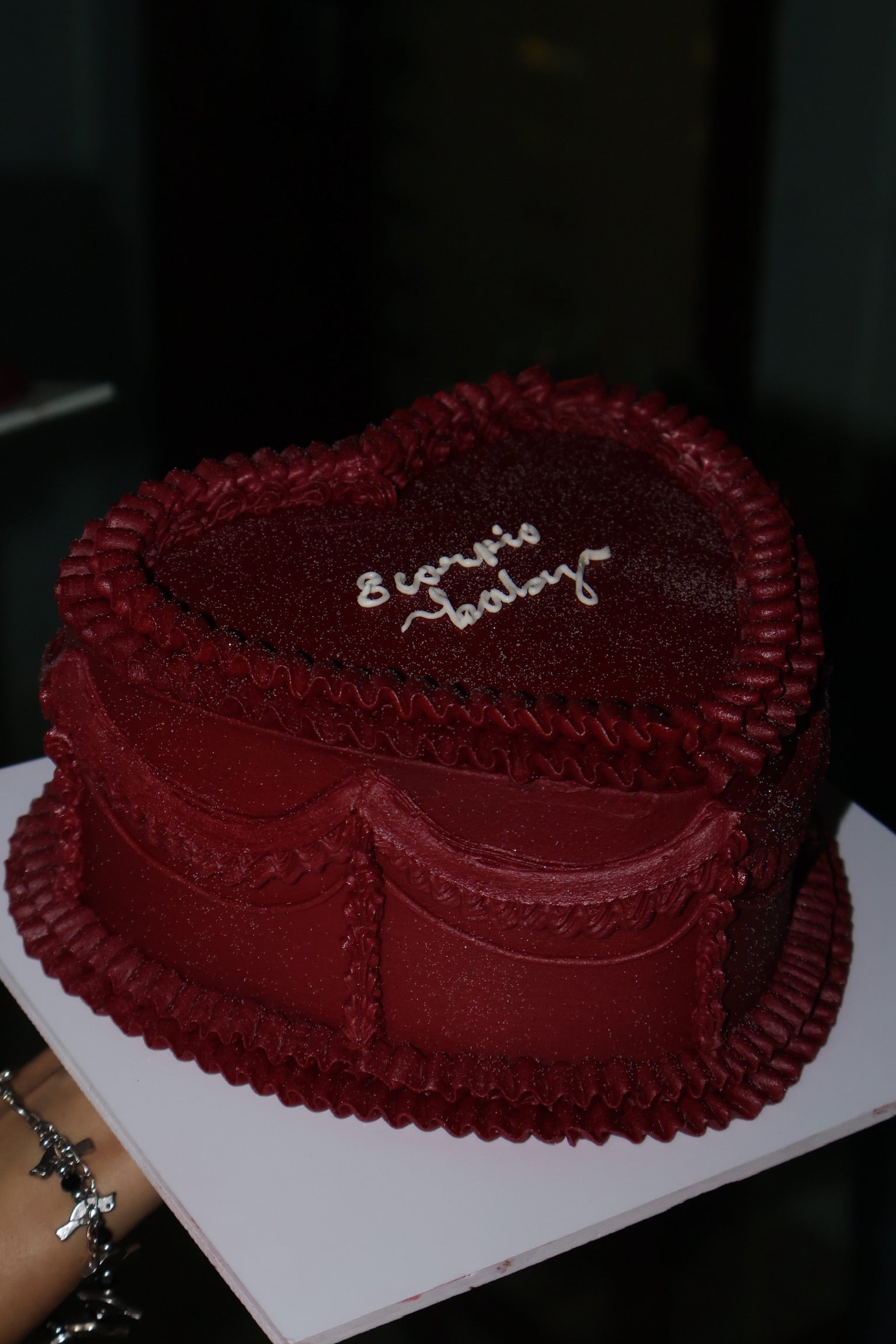 Glitter Heart Vintage Cake
